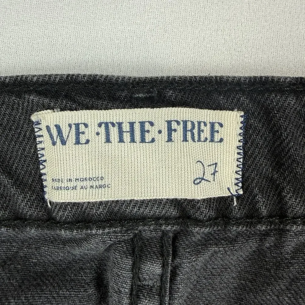 NWT We The Free Boomerang Denim Shorts Women's 27 Black High Rise Long Cutoff